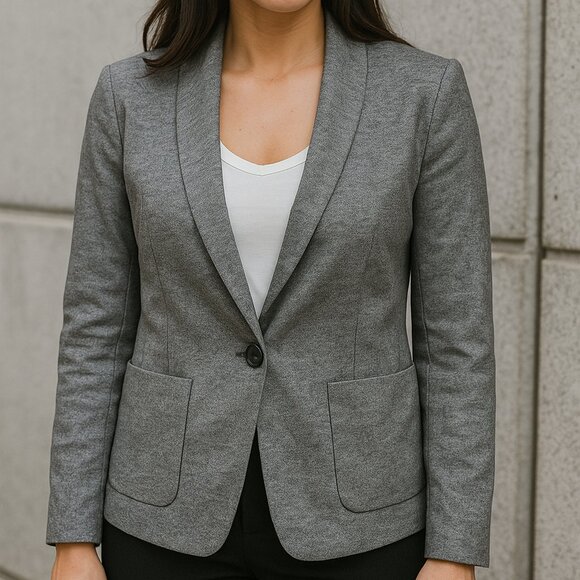 Halogen Gray Blazer Structured Modern Fit Size 10 Jacket - Picture 1 of 11